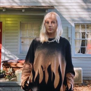 HAND MADE Flame Bleach Shirt Design